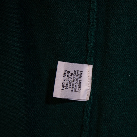 NEW Johnny Was Gwen Wool Cashmere Knit Whipstitch Shawl Wrap Sweater Green OS - Picture 3 of 4